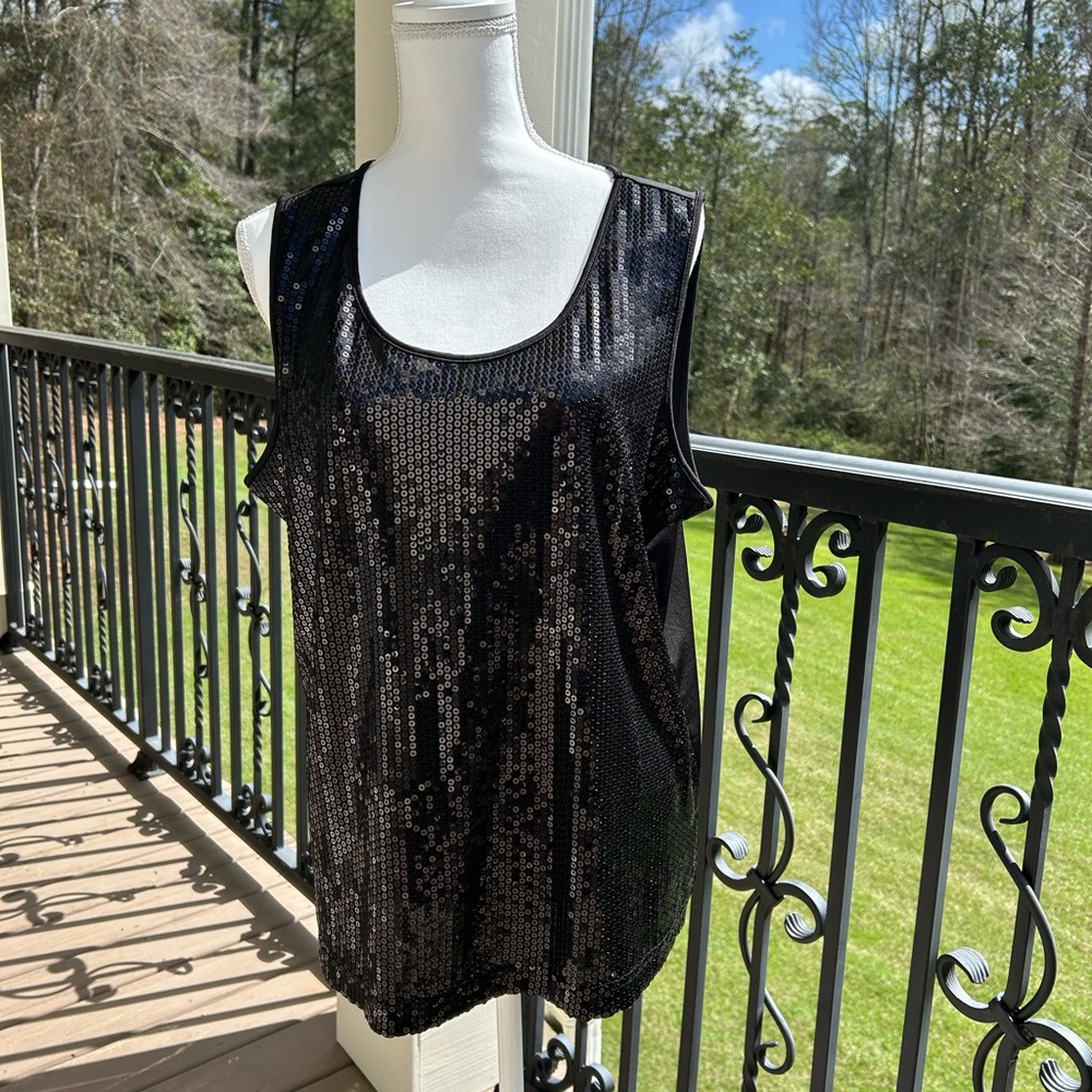 Notations Black Sequin Tank Top